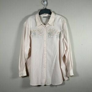 VTG Koret Francisca Button Down Shirt Womens 20W Pink Floral Seersucker grandma